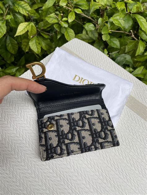 dior oblique saddle flap card holder|authentic dior monogram wallet.